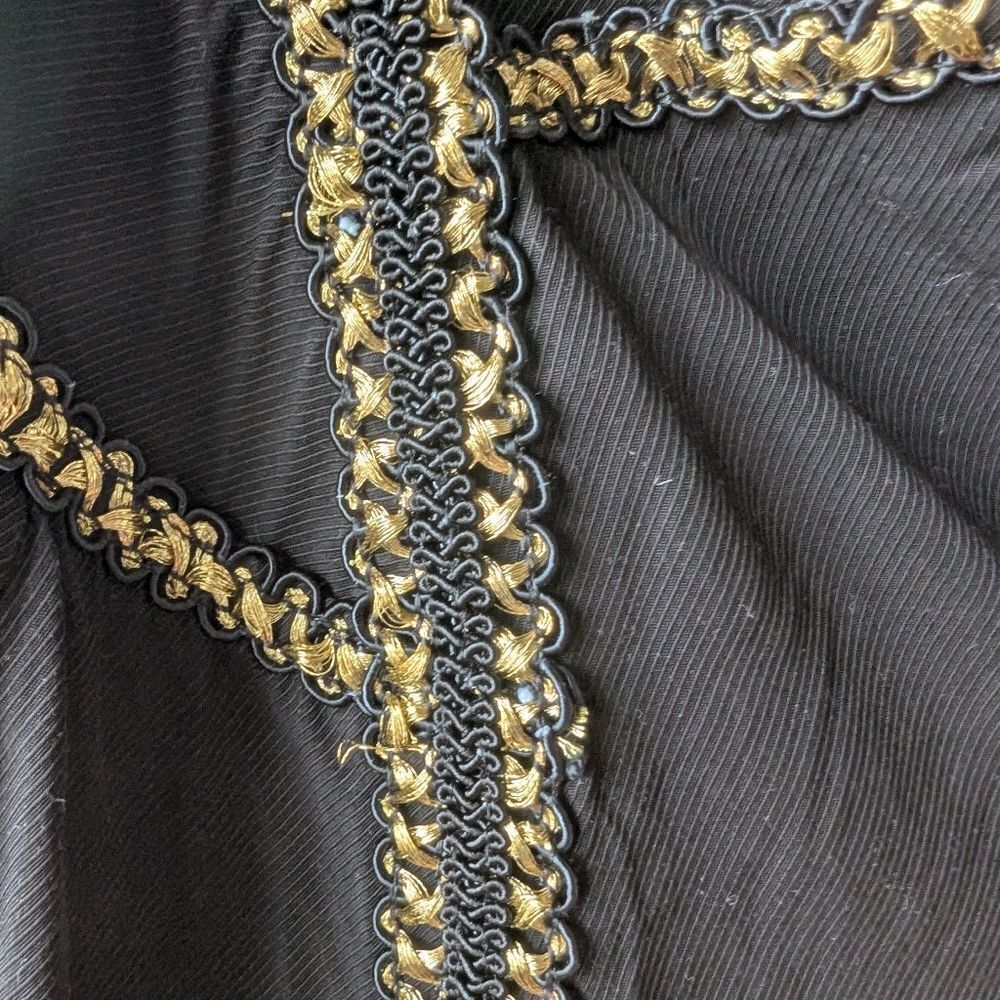 Ixiah Black and Gold Asymmetrical Handkerchief Hem Twirly Midi Skirt Size M - Picture 8 of 14